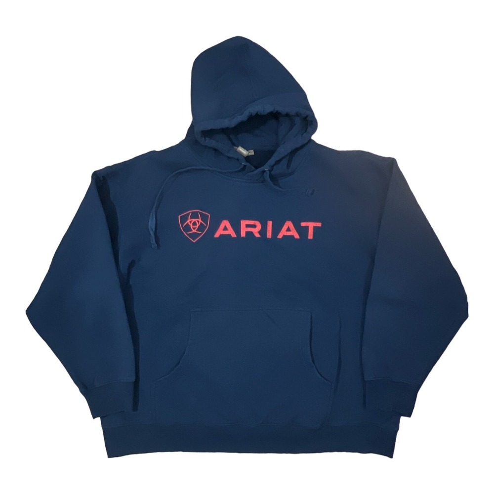 Ariat Hoodie Men's Navy Pullover Sweatshirt Ariat Logo Size XL